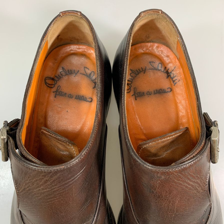 サントーニ レザーシューズ 6371 シングルモンク サイドストラップ キャップトゥ メンズ ブラウン系 サイズUK5 Santoni 約24.0cm【AFC45】