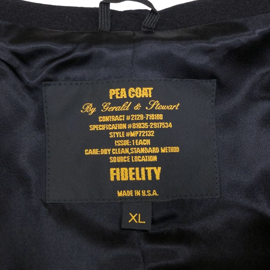中古◆フィデリティ ピーコート PEA CORT ナイロン ボタン USA製 メンズ サイズXL ブラック FIDELITY 【AFA22】