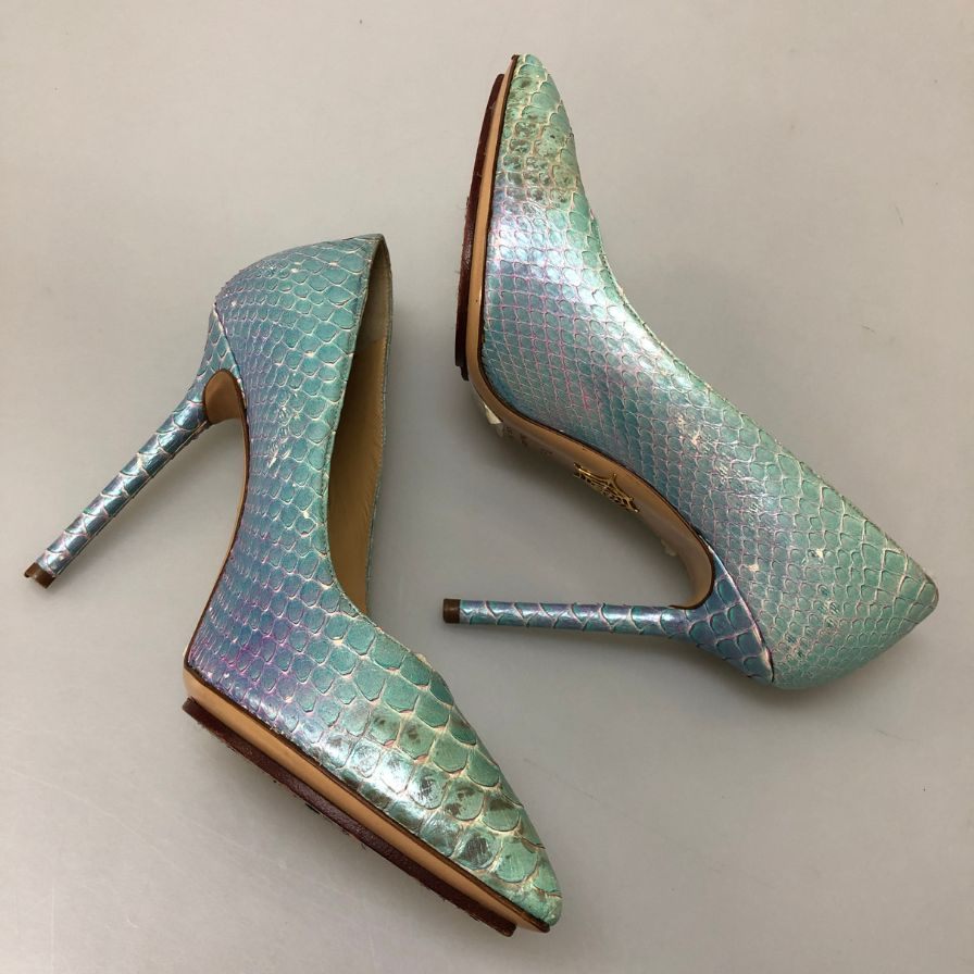 シャーロットオリンピア パンプス ハイヒール パイソン サイズ36.5 レディース ブルー系 Charlotte Olympia 約23.5cm【AFC2】