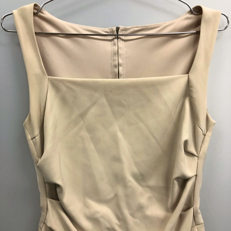 極美品◆フォクシーニューヨーク ノースリーブワンピース ポリエステル  ファスナー ベージュ  22648 FOXEY NEW YORK 【AFB11】