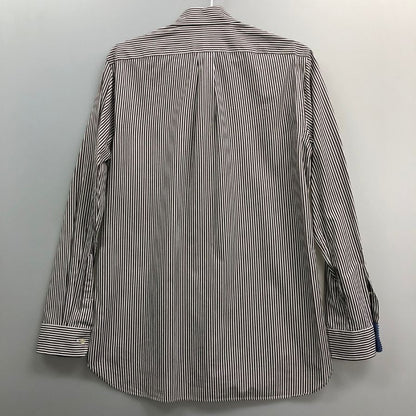 美品◆ラルフローレン シャツ ストライプ ロゴ刺繍 コットン ブラウン メンズ サイズSP RALPH LAUREN 【AFB2】