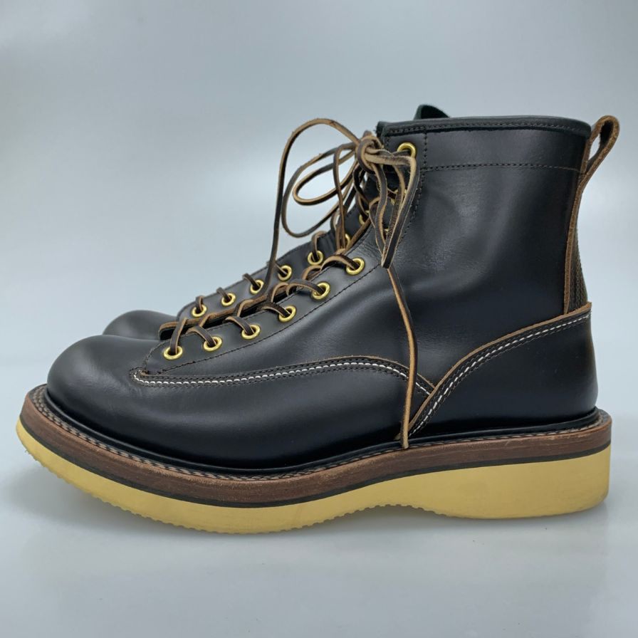 スッピン ワークブーツ SP-08L レザー レースアップ サイドジップ ブラック メンズ サイズUS8 SPPN BOOTS 8in LACE-UP BOOTS 約26.0cm【AFD2】