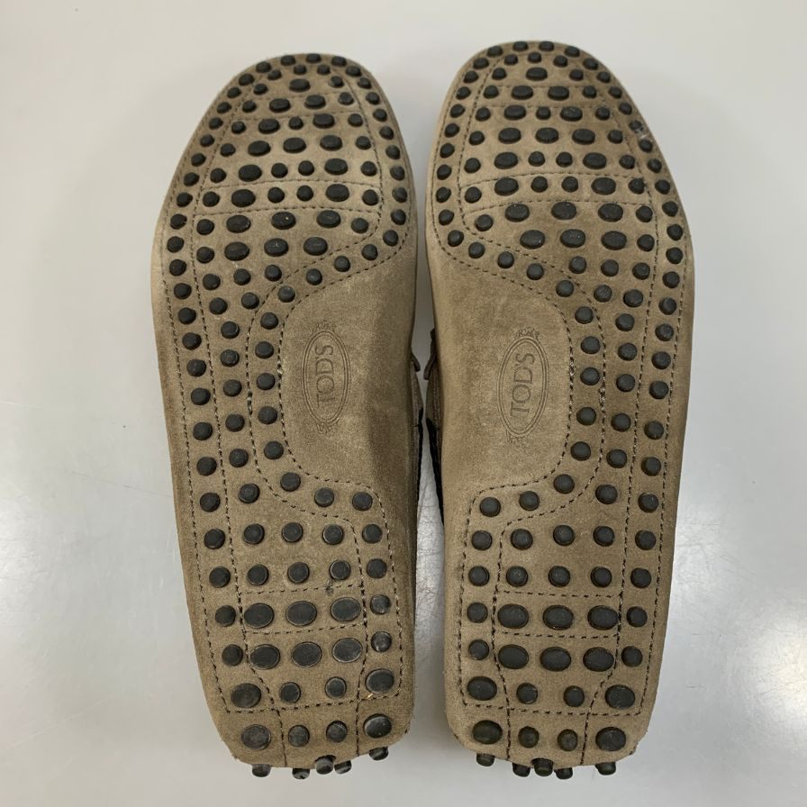 トッズ ドライビングシューズ タッセル スエード メンズ グレー サイズ6.5 TOD‘S 約25.5cm【AFD7】