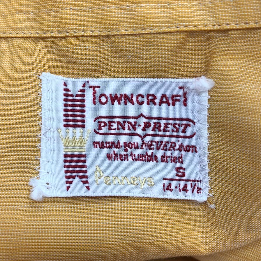 美品◆タウンクラフト 70S 半袖シャツ ヴィンテージ イエロー メンズ サイズS TOWNCRAFT 【AFB6】
