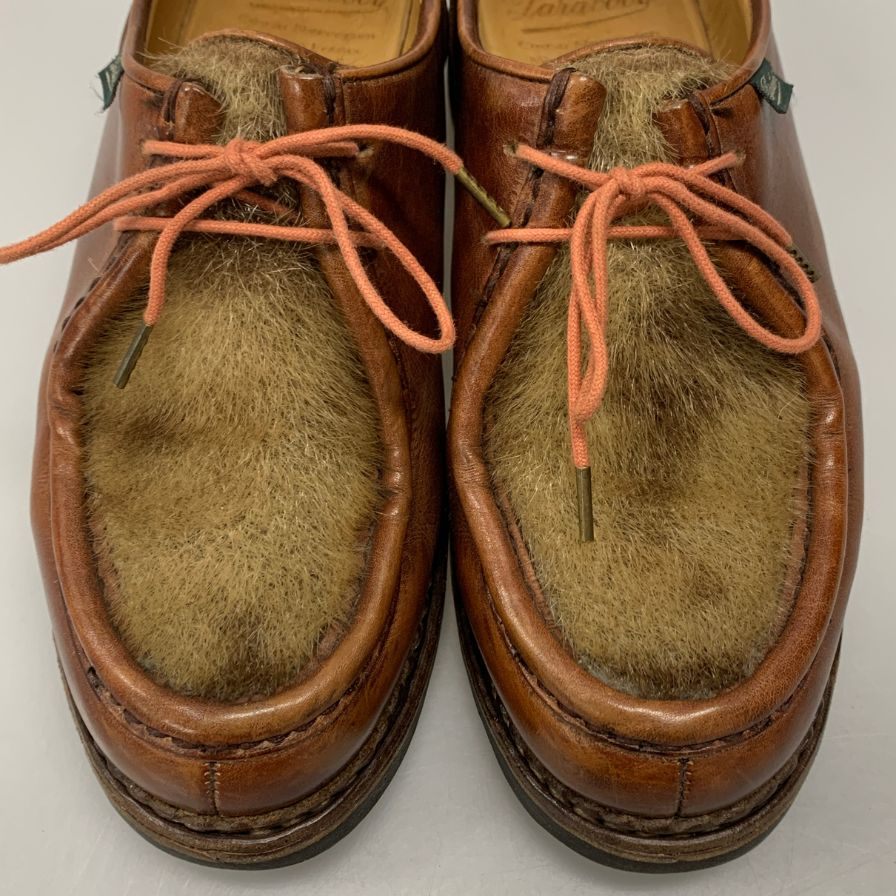 パラブーツ チロリアンシューズ ミカエル ファー コンビ マロン サイズ40 Paraboot ビジネスシューズ 約25.5cm【LA】【中古】