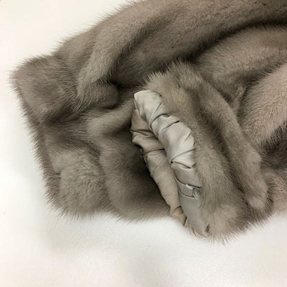 中古◆エレガンスファー サファイアミンク ハーフコート スタンドカラー グレー フリーサイズ 毛皮 ELEGANCE FUR 【AFF21】