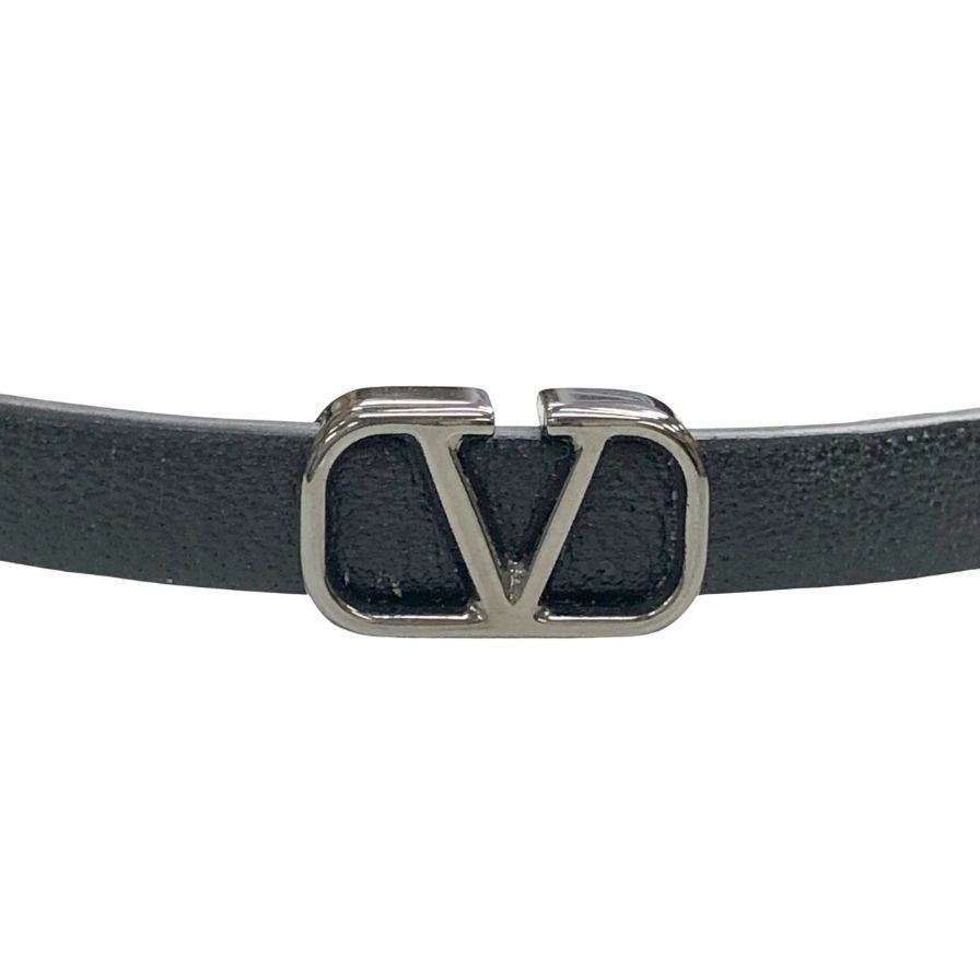 ヴァレンティノ レザー ブレスレット ブラック シルバー金具 レディース VALENTINO