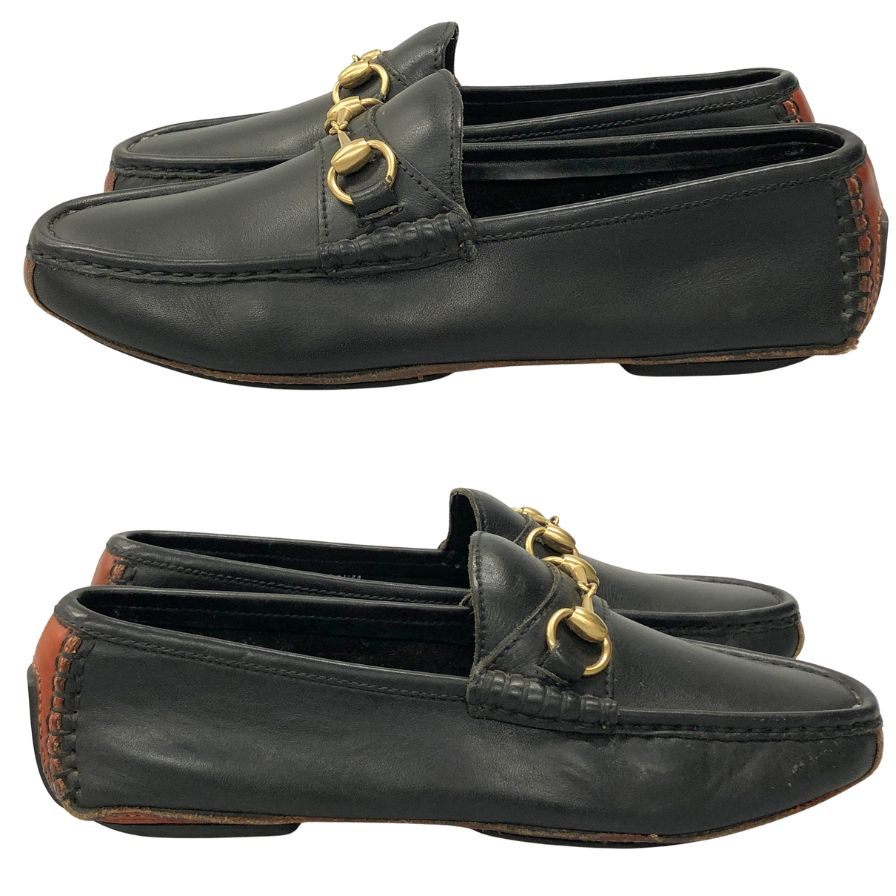 グッチ ドライビングシューズ ビットローファー カーフ ブラック サイズ40.5 メンズ GUCCI 約25.5cm【AFC47】