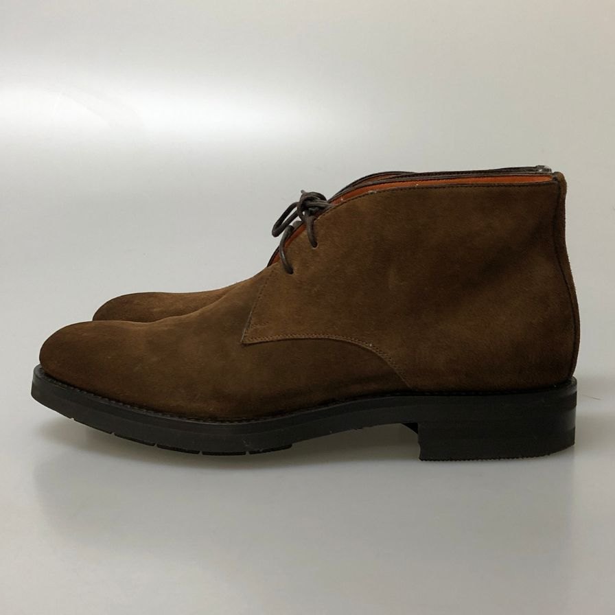 サントーニ チャッカブーツ スエード プレーントゥ メンズ ブラウン サイズUK7.5 Santoni 約26.0cm【PTM1】