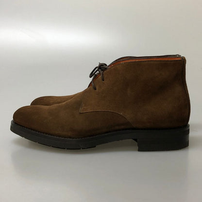 サントーニ チャッカブーツ スエード プレーントゥ メンズ ブラウン サイズUK7.5 Santoni 約26.0cm【PTM1】