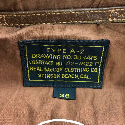中古◆ザ リアル マッコイズ フライトジャケット TYPE A-2 DARAWING No.30-1415 サイズ36 ブラウン THE REAL McCOY'S 【AFG1】