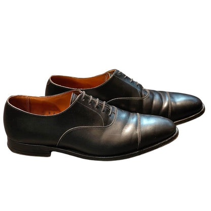 クロケット&ジョーンズ レザーシューズ 内羽根 ストレートチップ コノート 236ラスト メンズ ブラック サイズ9E CROCKETT&JONES CONNAUGHT ビジネスシューズ 約27.5cm【LA】【中古】