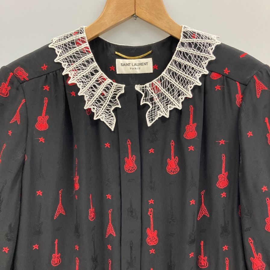 極美品◆サンローラン パリ ワンピース ギター刺繍 レディース サイズ38 Saint Laurent Paris 【AFB36】