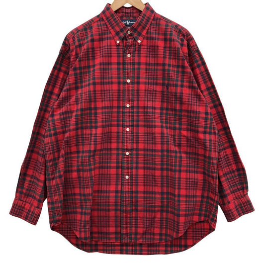ラルフローレン チェックシャツ レッド系 メンズ サイズL RALPH LAUREN【LA】