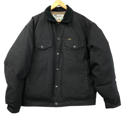 美品◆シュプリーム×ショット キャンバス ダウン トラッカー ジャケット メンズ ブラック サイズ L Supreme×Schott 【AFA17】