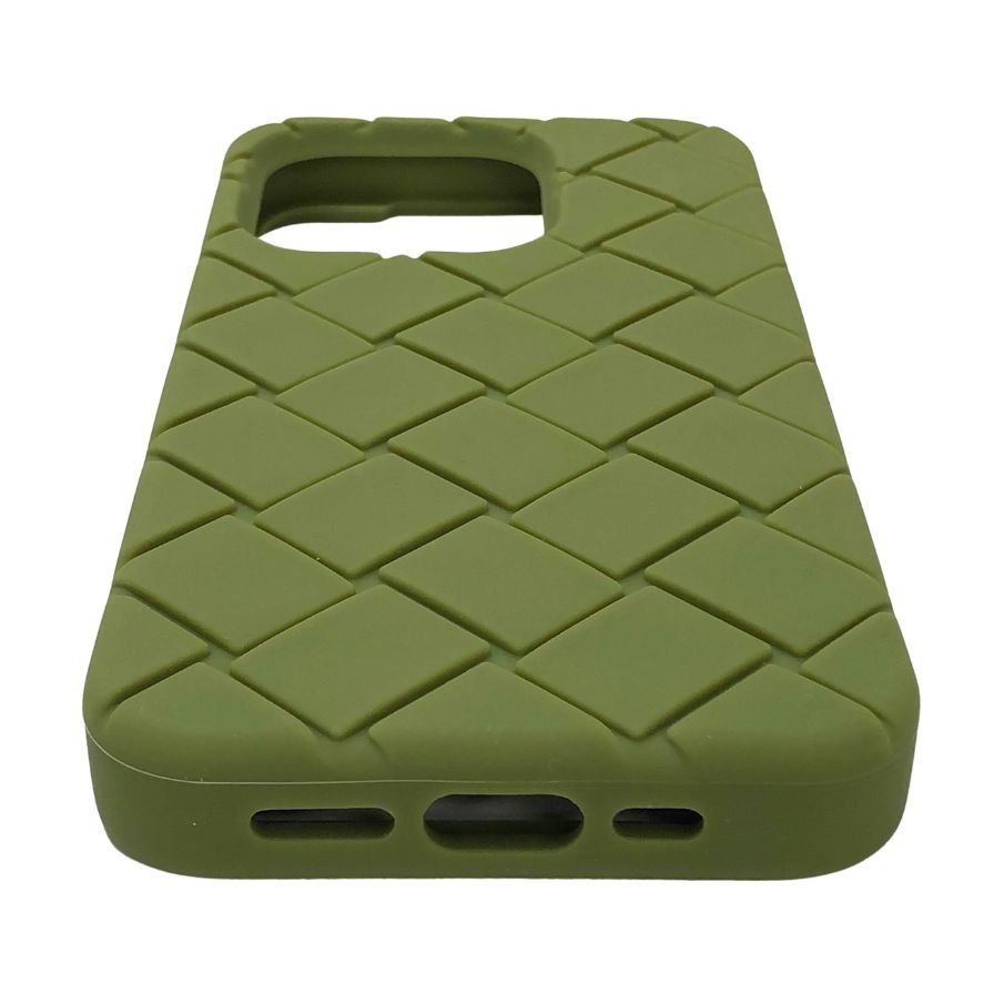 ボッテガヴェネタ iPhoneケース iPhone15Pro ラバー イントレチャート カーキ系 BOTTEGA VENETA【AFI27】【中古】