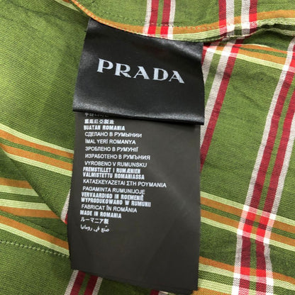 極美品◆プラダ 15SS チェックシャツ グリーン系 メンズ サイズ40 PRADA 【AFB4】