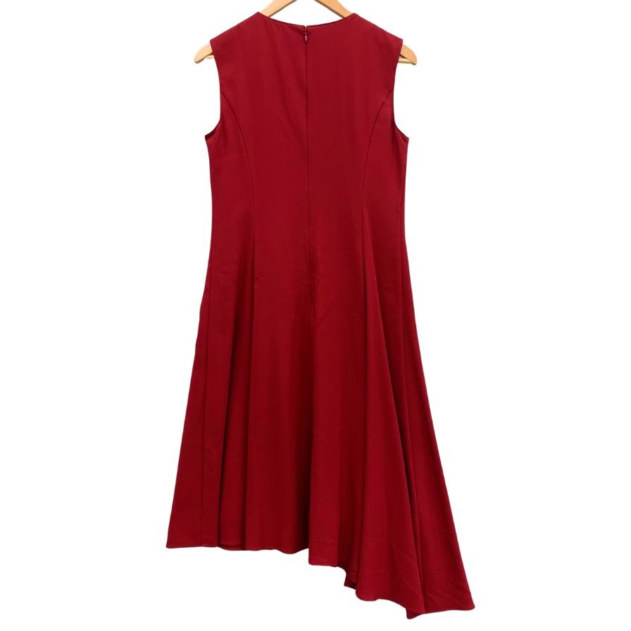 極美品◆グレースクラス ノースリーブワンピース ビジュー装飾 レッド レディース サイズ36 GRACE Class 【AFB14】