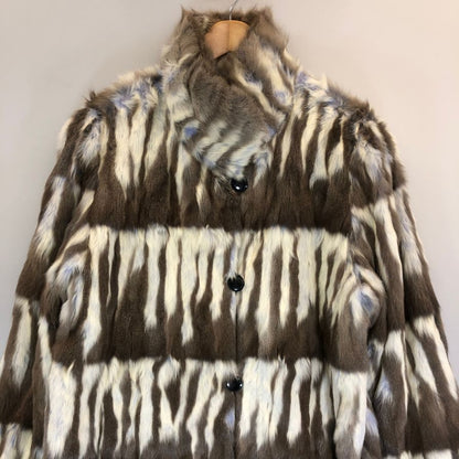 美品◆カンサイ インパクト シルク100％ ロシアリスファー リバーシブル ハーフコート ブラウン系  レディース フリーサイズ 【AFF22】