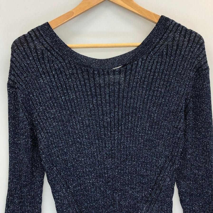 中古■クロエ ワンピース ラメ ニット ロング 長袖 ネイビー レディース サイズM Chloe 【AFB9】