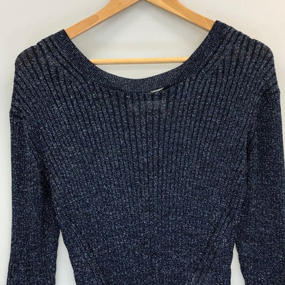 中古■クロエ ワンピース ラメ ニット ロング 長袖 ネイビー レディース サイズM Chloe 【AFB9】