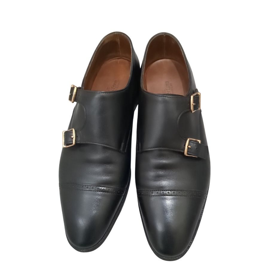 ジョンロブ レザーシューズ ダブルモンク フィリップ2 ダブルバックル ブラック メンズ サイズUK6E 7000ラスト JOHN LOBB ビジネスシューズ 約25.0cm【LA】【中古】