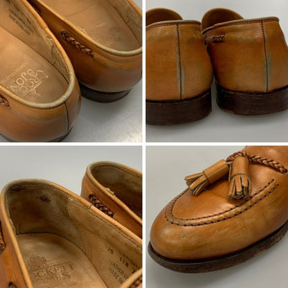 クロケット&ジョーンズ レザーシューズ 編み込み タッセル ローファー カーフ ランガム ブラウン サイズUK7E CROCKETT&JONES LANGHAM ローファー 約25.5cm【LA】【中古】
