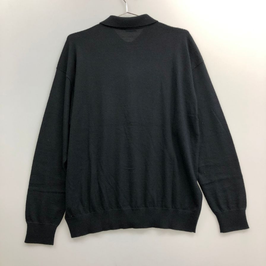 新品同様◆キャッシュ＆バルバ ポロカラーカーディガン ウーステッドカシミヤ 150 サイズ2 ブラック メンズ  IMWSW003 Cash&Barba 【AFB17】