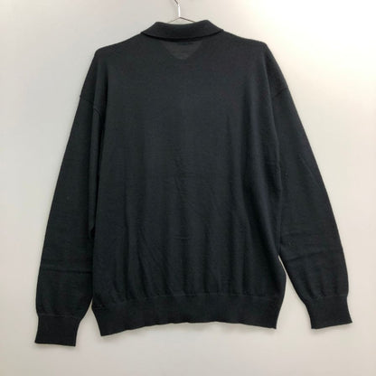 新品同様◆キャッシュ＆バルバ ポロカラーカーディガン ウーステッドカシミヤ 150 サイズ2 ブラック メンズ  IMWSW003 Cash&Barba 【AFB17】