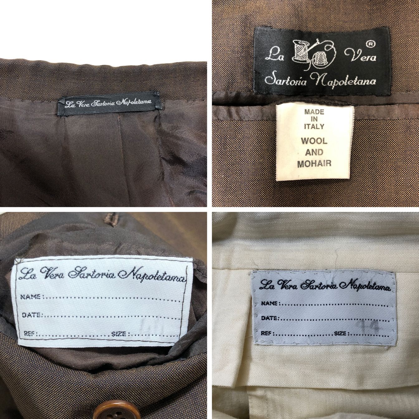 ラベラサルトリアナポレターナ 2B スーツ セットアップ ブラウン サイズ44 メンズ イタリア製 La Vera Sartoria Napoletana【AFB36】