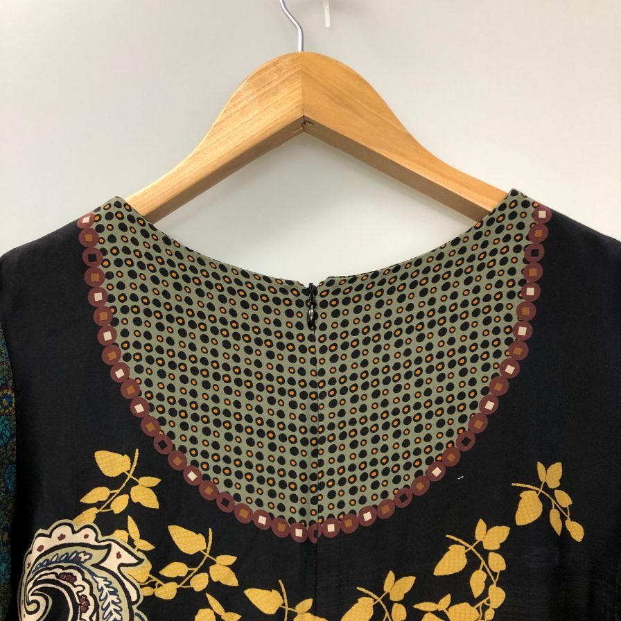 極美品◆エトロ シルクドレス ペイズリー柄 ブラック系 サイズ46 イタリア製 レディース ETRO 【AFB18】