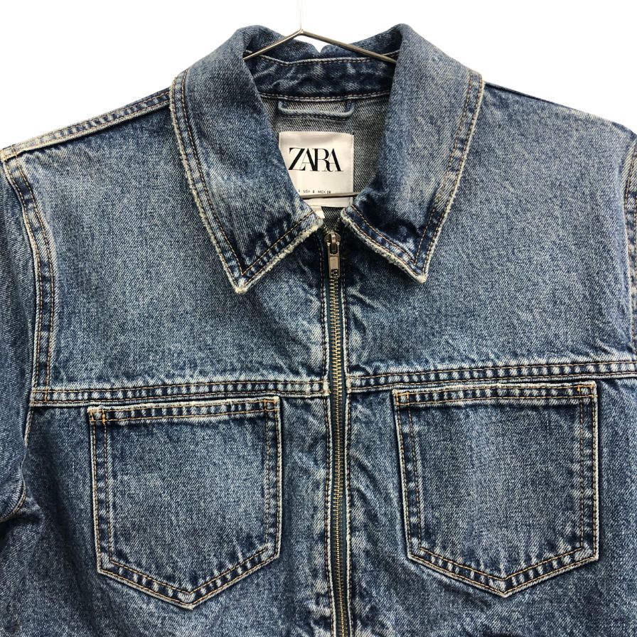 極美品◆ザラ ジップアップデニムジャケット レディース サイズS ZARA 【AFB7】