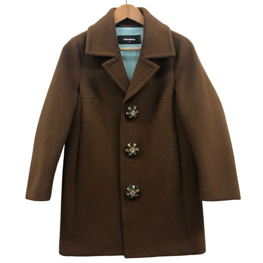 美品◆ディースクエアード チェスターコート ウール アンゴラ ポリエステル サイズ40 レディース ブラウン DSQUARED2 【AFA9】