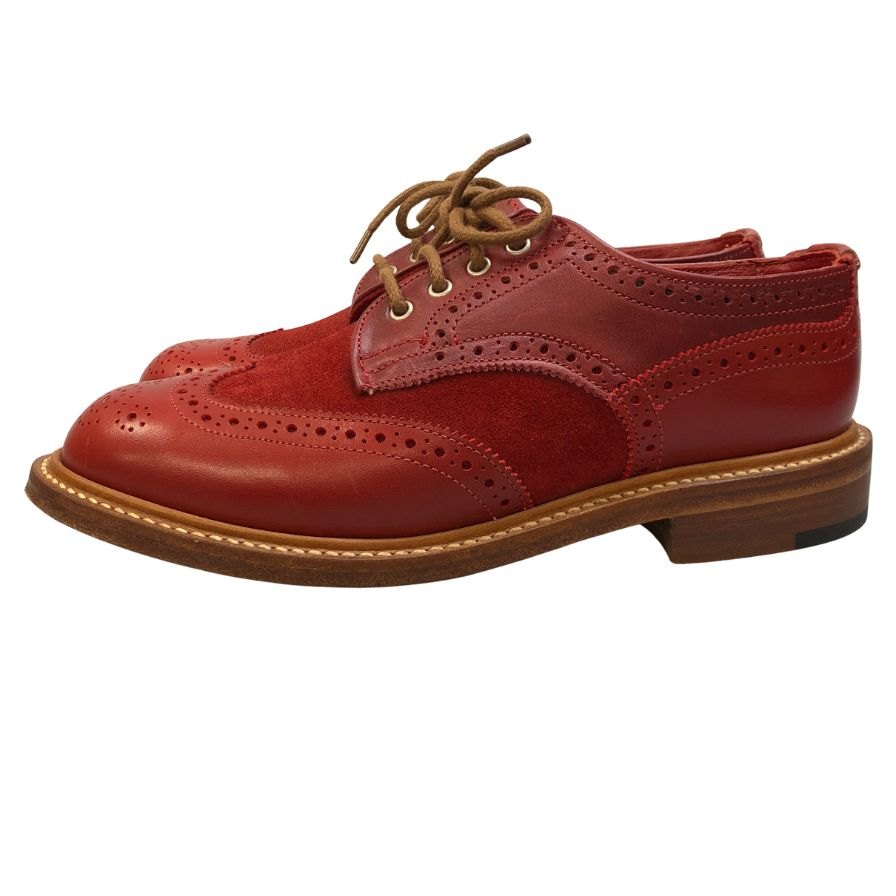トリッカーズ L5633 カントリーシューズ カーフ スエード レッド UK4ハーフ Tricker’s ビジネスシューズ 約23.0cm【LA】【中古】