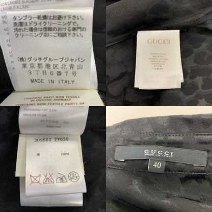 美品◆グッチ 長袖シャツ レオパード シルク ブラック サイズ40 レディース 309580 GUCCI 【AFB18】