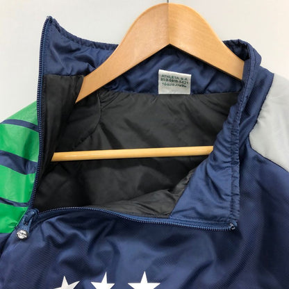極美品◆アスレタ ダウン トレーニングウェア ファスナー ポリエステル  メンズ ブルー サイズM  ATHLET 【AFB14】