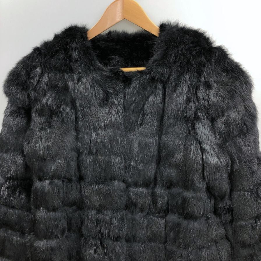 美品◆ロデオクラウン コート ラビット ファー ハーフ ノーカラー ブラック レディース サイズM RODEO CROWNS 【AFF21】
