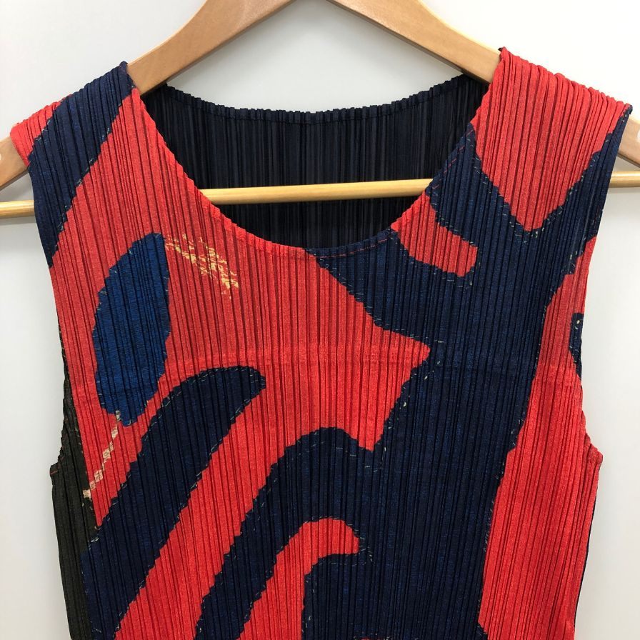 極美品◆プリーツプリーズ イッセイミヤケ 99AW ノースリーブカットソー マルチカラー レディース サイズ3 PP94-JK530 PLEATS PLEASE ISSEY MIYAKE 【AFB3】