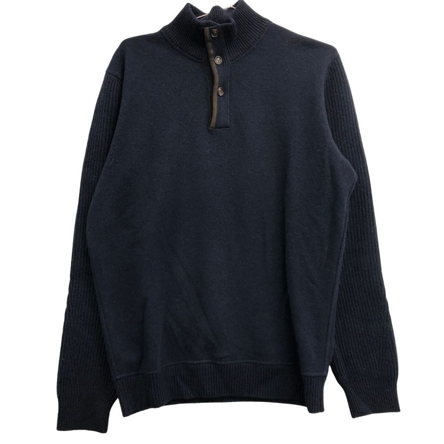 美品◆エルメネジルドゼニア ポロシャツ ニット ウール アクリル ネイビー系 サイズ50 メンズ Ermenegildo Zegna 【AFB41】