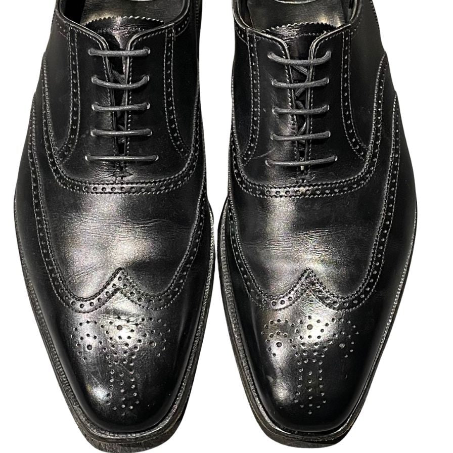 クロケット&ジョーンズ レザーシューズ レッドヒル ウイングチップ カーフ ブラック メンズ サイズUK7E CROCKETT&JONES REDHILL ビジネスシューズ 約26.0cm【LA】【中古】