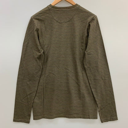 新品同様◆ロベルトコリーナ Tシャツ ロングスリーブ ボーダー リネン混 コットン カーキ サイズ48 メンズ roberto collina 【AFB41】