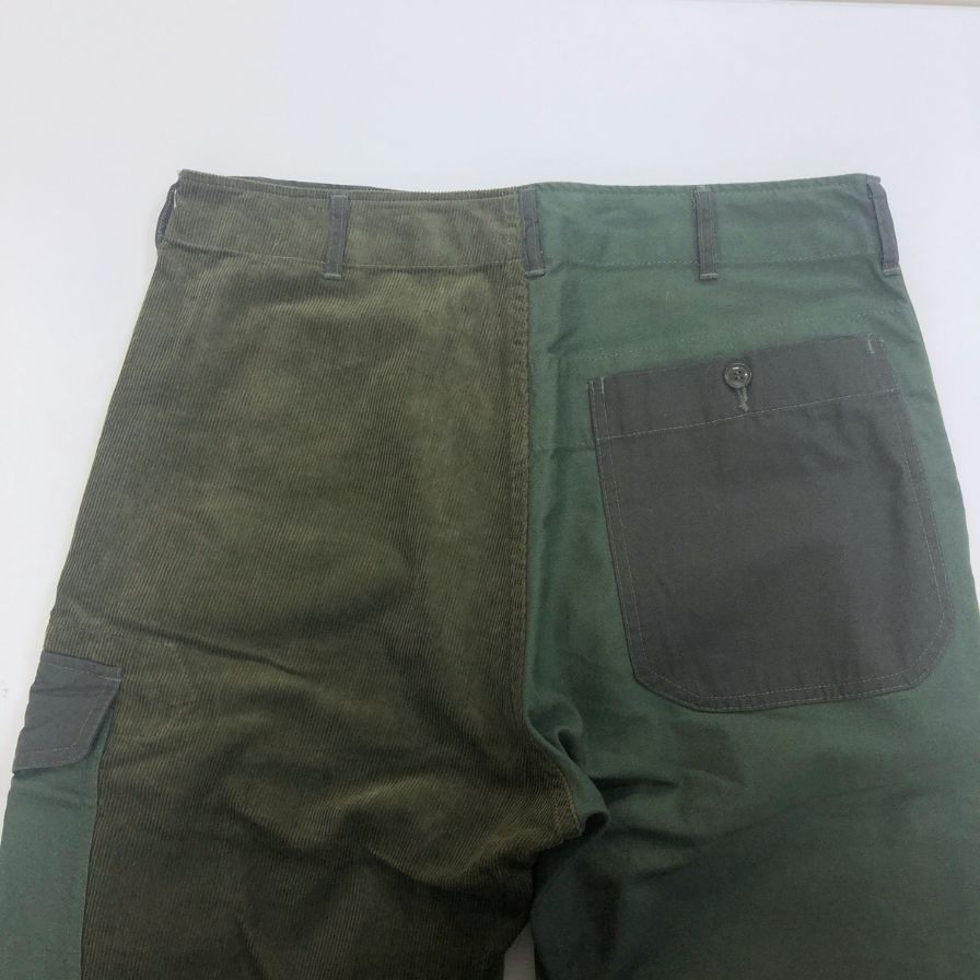 エンジニアードガーメンツ ビームス別注 ストレートパンツ コーデュロイ切替 USA製 グリーン×カーキ メンズ サイズ32 ENGINEERED GARMENTS BEAMS 【AFB15】
