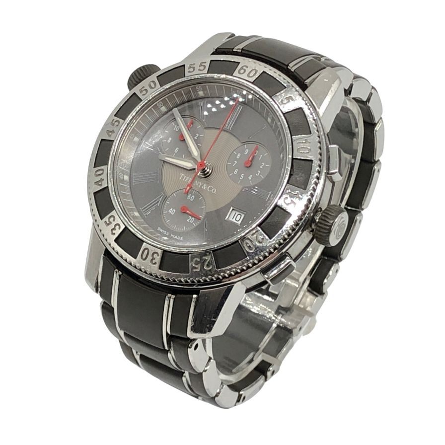 ティファニー クロノグラフ 腕時計 T-57 ケースバックシルバー メンズ Tiffany & Co【AFI6】