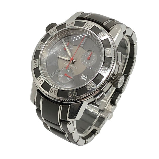 ティファニー クロノグラフ 腕時計 T-57 ケースバックシルバー メンズ Tiffany & Co【AFI6】