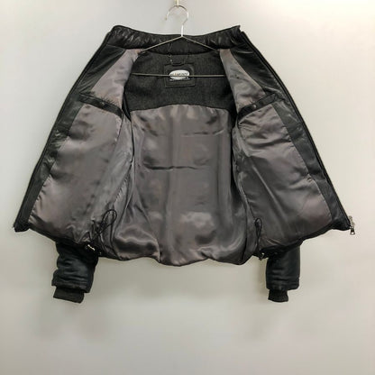 中古◆ビームスボーイ レディース ラム レザー ダウンジャケット IDEALジップ サイズ不明 ブラック BEAMSBOY 【AFF24】