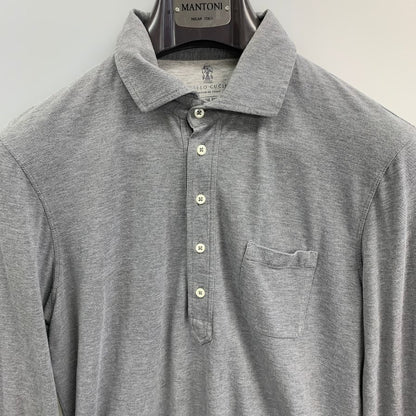 中古◆ブルネロクチネリ 長袖トップス スリムフィット ストレッチコットン メンズ サイズM グレー Brunello Cucinelli 【AFB35】