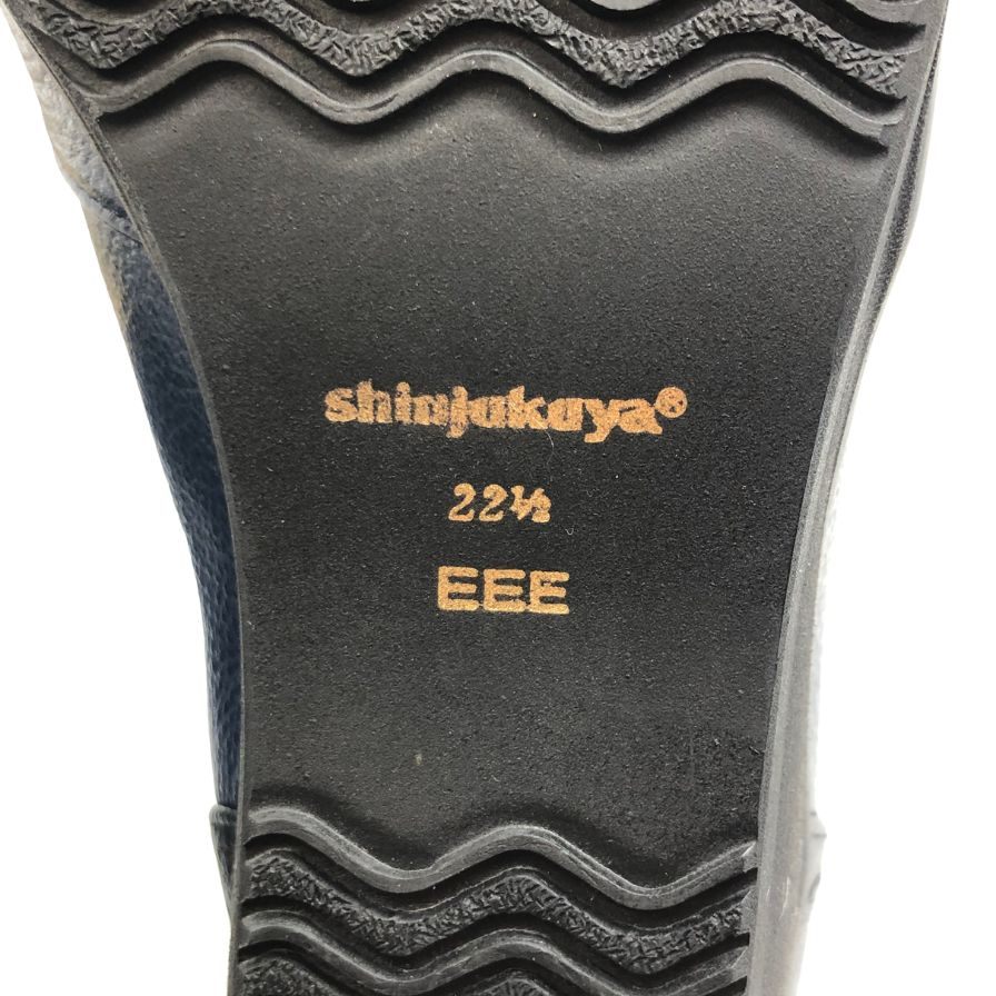 新宿屋 レザースニーカー オーストリッチ 2331-085 ネイビー×ブラック 22.5cm レディース shinjukuya 約22.5cm【7-5】