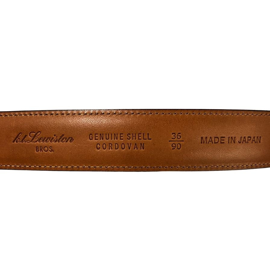 KTルイストン レザーベルト シェルコードバン 30mm 日本製 本革 ブラウン メンズ サイズ36/90 K.T.Lewiston【AFI4】