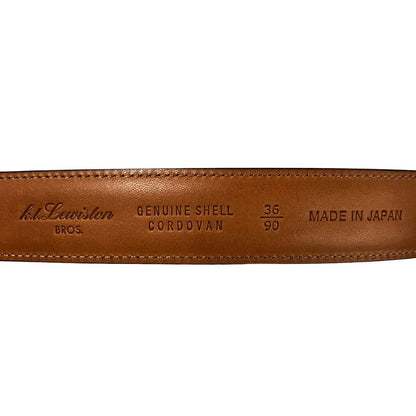 KTルイストン レザーベルト シェルコードバン 30mm 日本製 本革 ブラウン メンズ サイズ36/90 K.T.Lewiston【AFI4】
