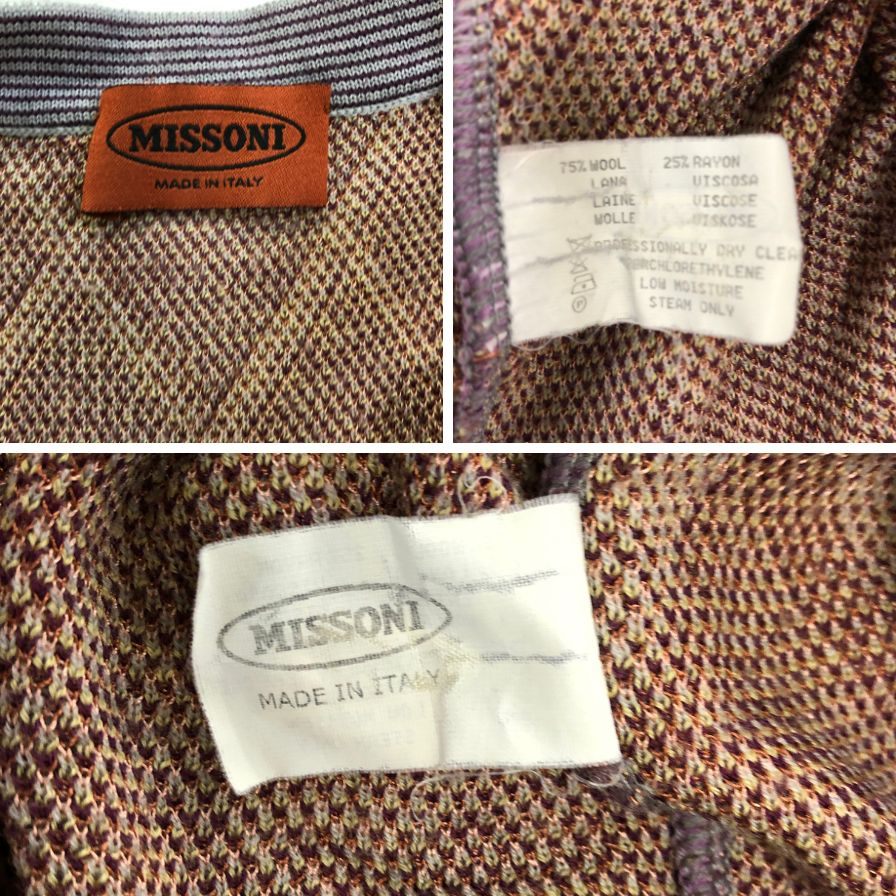 美品◆ミッソーニ カーディガン 総柄 グレー メンズ サイズ52 MISSONI 【AFB12】